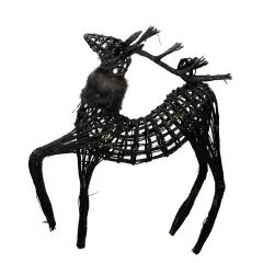 Northlight 3' Black Glittered Walking Reindeer Christmas Figure