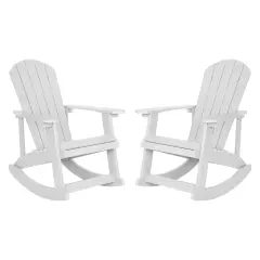 Merrick Lane Set of 2 Atlantic All-Weather Polyresin Adirondack Rocking Chair with Vertical Slats White