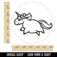 Chubby Unicorn Running Self-Inking Rubber Stamp for Stamping Crafting Planners Blue