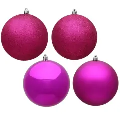 Vickerman 1.6 in. Fuchsia Ball 4-Finish Asst Christmas Ornament