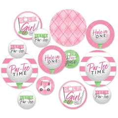 Big Dot of Happiness Golf Girl - Pink Birthday Party or Baby Shower Giant Circle Confetti - Party Decorations - Large Confetti 27 Count
