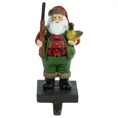 Northlight 8.5" Hunter Santa with Duck Christmas Stocking Holder Green