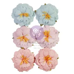 Prima Marketing Paper Flowers 6/Pkg-Sweet Vintage, French Blue
