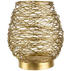 Northlight Medium Woven Iron Votive Candle Holder - 8.5" - Brass Finish Bronze