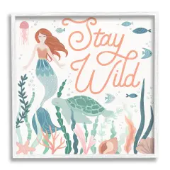 Stupell Industries Stay Wild Seafloor Mermaid Framed Giclee Art White Frame