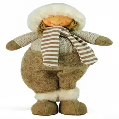 Northlight Boy in Fuzzy Pants with Faux Fur Trim Christmas Figure - 12" Gray