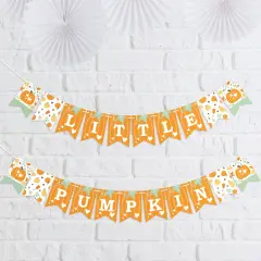 Big Dot of Happiness Little Pumpkin - Fall Birthday Party or Baby Shower Mini Pennant Banner