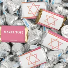 116 Pcs Bat Mitzvah Candy Party Favors Hershey's Miniatures & Kisses - Mazel Tov