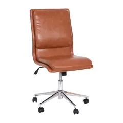 Merrick Lane Artemis Mid-Back Armless Home Office Chair with Height Adjustable Swivel Seat and Five Star Chrome Base Brown