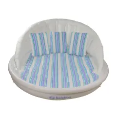 Swim Central Inflatable Striped Swimming Pool Sofa Lounge Raft - 70" - White and Blue