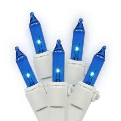 100 Blue Lights White Wire 46Ft. Christmas Set