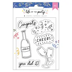 American Crafts Life Of The Party Clear Stamps-6/Pkg