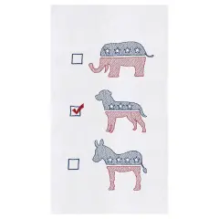 Dog Political Party Flour Sack Embroidered Cotton Kitchen Towel