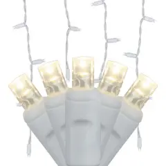 70 Warm White 5mm LED Icicle Light Set with White Wire