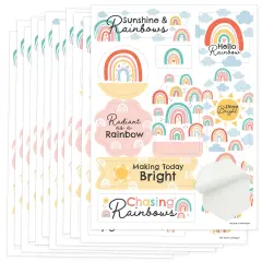 Big Dot of Happiness Hello Rainbow - Boho Baby Shower and Birthday Party Favor Sticker Set - 12 Sheets - 120 Stickers