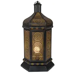 Northlight Moroccan Style Lantern Table Lamp - 21.5" - Black
