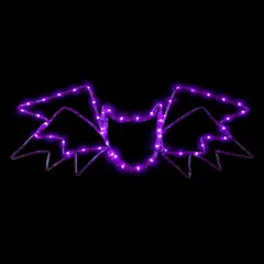 Northlight LED Lighted Bat 4-Function Halloween Window Decoration - 23.5" - Purple Lights