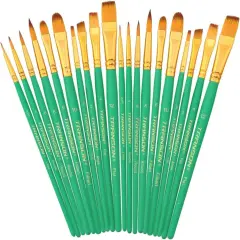20Pcs Bulk Artist Painting Brush Set for Acrylic Watercolor Gouache Hobby Craft Face Rock Painting Green