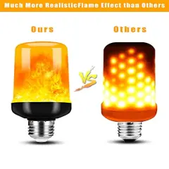 LED Flame Light Bulbs Halloween Decorations, 4 Modes Flickering Light Bulbs with Upside Down Effect, E26/E27 Base Flame Bulb for Christmas Party Home Indoor & Outdoor (2 Pack)
