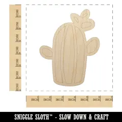 Cactus Succulent with Flower Doodle Unfinished Wood Shape Piece Cutout for DIY Craft Projects