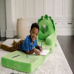 Soft Landing - Elite Seats - Premium Character Sofa Seat & Transformable Fold-Out Lounger with Carrying Handle - Dino