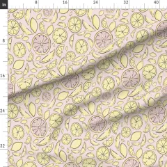Various Fabrics by the Yard or Fat Quarter Citrus Pink Yellow Lemon Grapefruit Line Art Medium Scale Custom Printed Fabric by Spoonflower