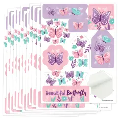 Big Dot of Happiness Beautiful Butterfly - Floral Baby Shower or Birthday Party Favor Sticker Set - 12 Sheets - 120 Stickers