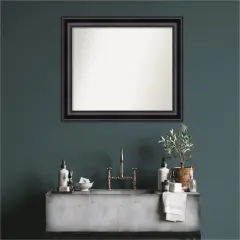 Grand Black Non-Beveled Custom Framed Bathroom Vanity Wall Mirror