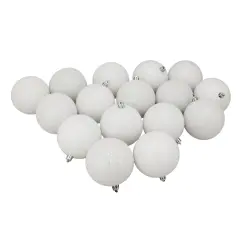 Northlight Shatterproof 4-Finish Christmas Ball Ornaments - 3" (75mm) - Winter White - 16ct