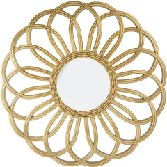 Northlight 30" Round Sunflower Wall Mirror Gold
