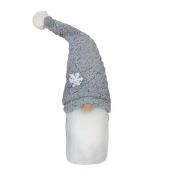 MeraVic 28" White and Gray Gnome With a High Pile Fleece Snowflake Bendable Winter Hat