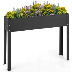 Costway 40" Raised Garden Bed with Legs Metal Elevated Planter Box Drainage Hole Backyard Green/Black