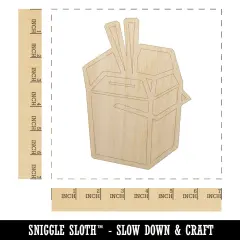 Chinese Food Take Out Away Doodle Unfinished Wood Shape Piece Cutout for DIY Craft Projects
