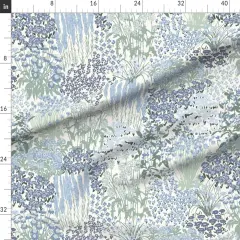 Various Fabrics by the Yard or Fat Quarter Botanical Meadow Blue Flowers Summer Florals Cottagecore Elegant Custom Printed Fabric by Spoonflower