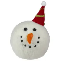 Tii Collections 5" Snowman Head with a Red and Green Striped Hat Christmas Ornament White