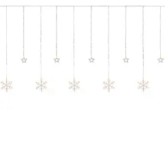 Northlight LED Star and Snowflake Window Curtain Christmas Lights - Clear - 4.75' Clear Wire - 250ct