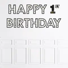 Big Dot of Happiness 1st Birthday Little Mr. Onederful - Peel and Stick Boy First Birthday Party Large Banner Wall Decals - Happy Birthday