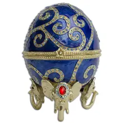 Jeweled Royal Elephant Egg Figurine 7.5 Inches