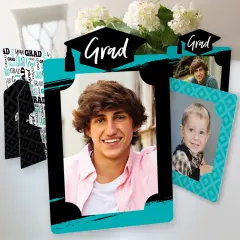 Big Dot of Happiness Teal Graduation Party Centerpieces - 4x6 Picture Display - Paper Photo Frames - Set of 12