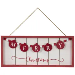 Northlight 14" Framed "Merry Christmas" Wooden Hanging Wall Sign Red
