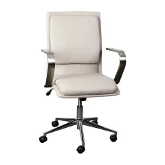 Merrick Lane Artemis Mid-Back Home Office Chair with Armrests, Height Adjustable Swivel Seat and Five Star Base Taupe/Chrome