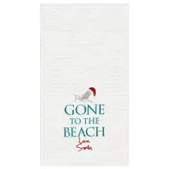 Gone To The Beach Santa Waffle Weave Cotton Kitchen Towel