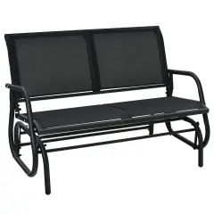 Swing Glider Chair 48 Inch Loveseat Rocker Lounge Backyard Black