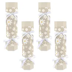 Big Dot of Happiness Tan Daisy Flowers - No Snap Floral Party Table Favors - DIY Cracker Boxes - Set of 12