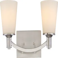 Laguna 2-Light Wall Mounted Vanity & Wall Light Fixture in Brushed Nickel Finish