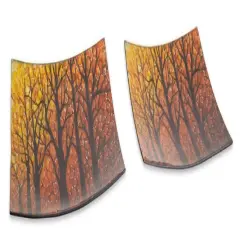 Melrose Set of 2 Orange and Black Contemporary Woodland Glass Platters 13"