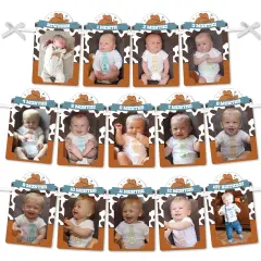 Big Dot of Happiness My First Rodeo - DIY Little Cowboy 1st Birthday Party Decor - Picture Display - Photo Banner