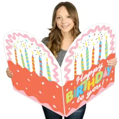 Big Dot of Happiness Party Time - Happy Birthday Giant Greeting Card - Big Shaped Jumborific Card - 16.5 x 22 inches