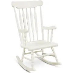 Solid Wood Porch Glossy Finish Rocking Chair White