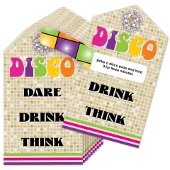 Big Dot of Happiness 70's Disco - 1970s Disco Fever Party Game Pickle Cards - Dare, Drink, Think Pull Tabs - Set of 12